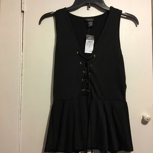 Peplum lace up blouse